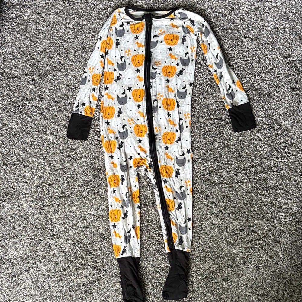 Little sleepies zippy Halloween Pumpkin and Cat Kids One Piece